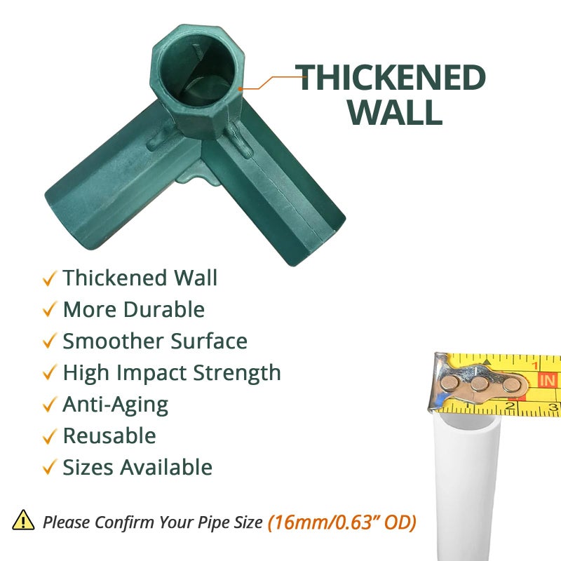 Gardeningwill 10Pcs 3 Way 16mm Elbow PVC Pipe Fitting Build Heavy Duty Greenhouse Frame Furniture Connectors Tent Connection - Image 3